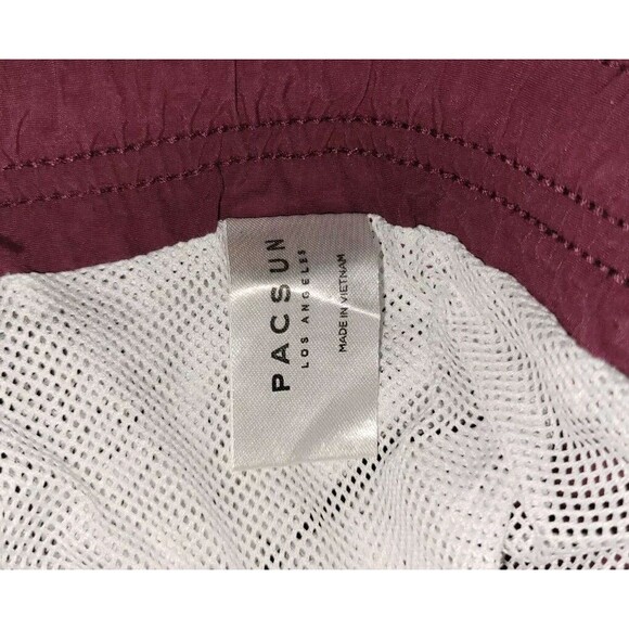 Pacsun Drawstring Nylon Lined Board Shorts Mens MED Maroon Beach Swim Surf - Picture 6 of 7